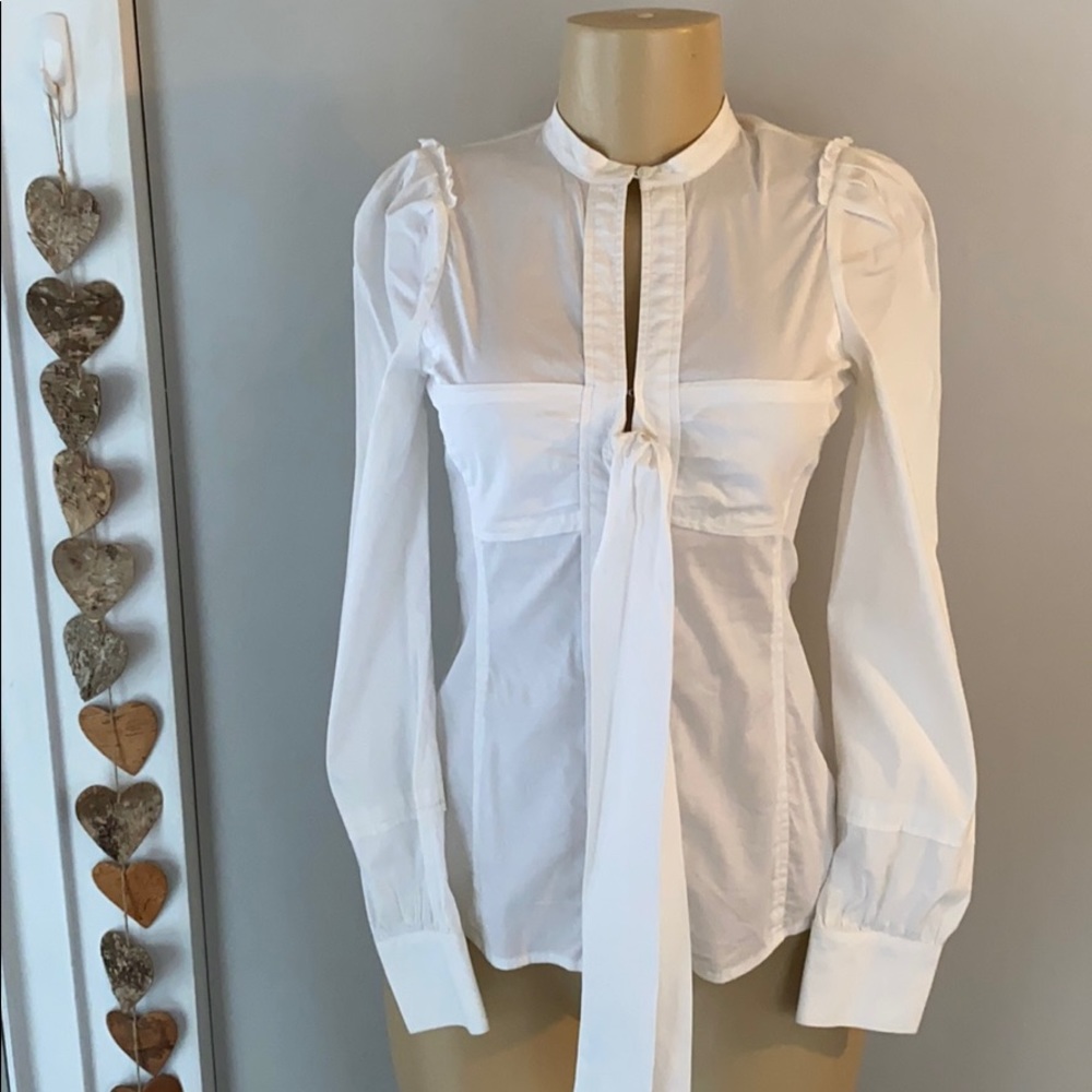 BCBG white shirt with bow